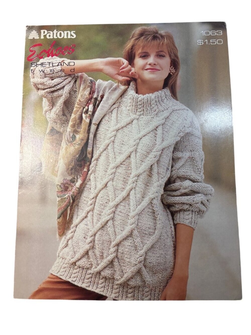 Patons Lattice Pullover Knitting Pattern 1063 For Shetland Tweed Yarn 1988